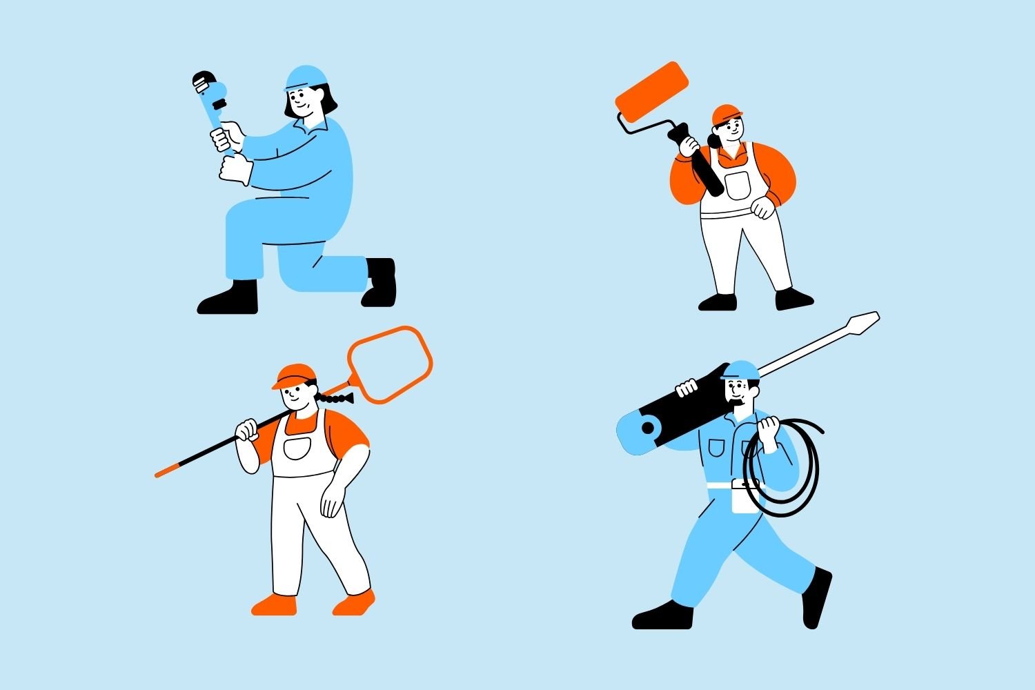 graphics of home service workers.